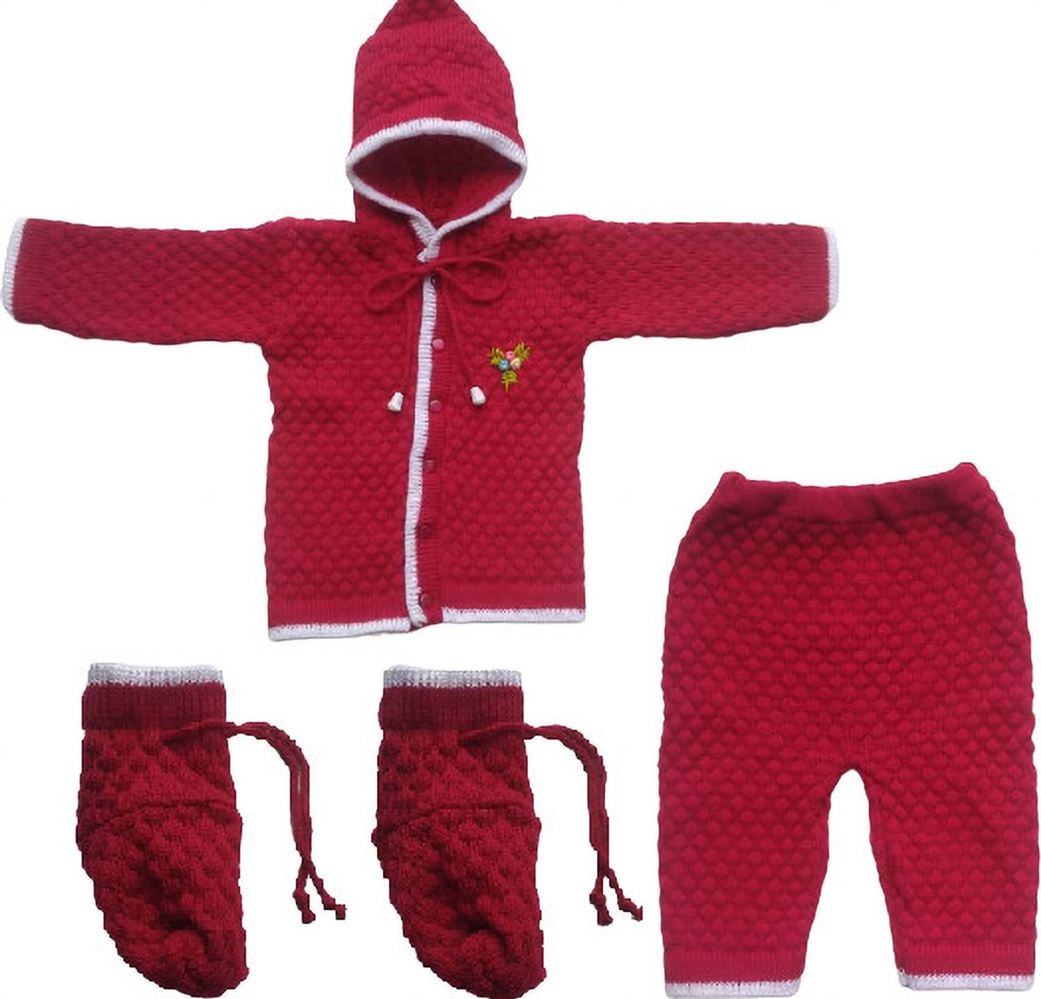 Ajsons Fashion Woven Hooded Neck Casual Baby Boys & Baby Girls Maroon Sweater