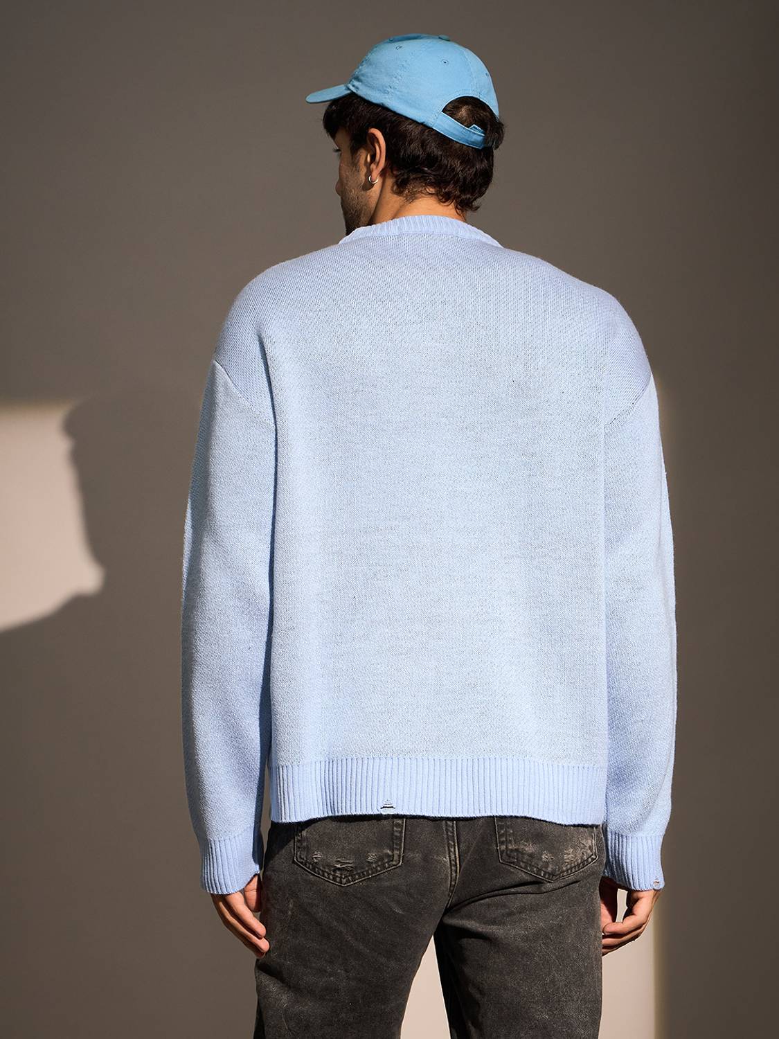 FUGAZEE Printed Round Neck Casual Men Blue Sweater - Image 2