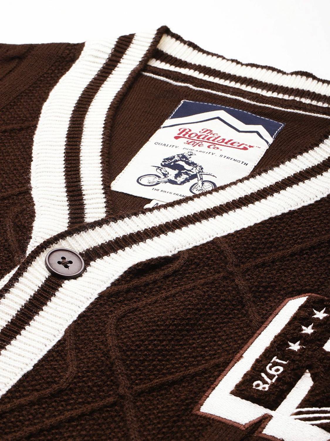 Roadster Men Brown V Neck Casual Sweater - Image 2