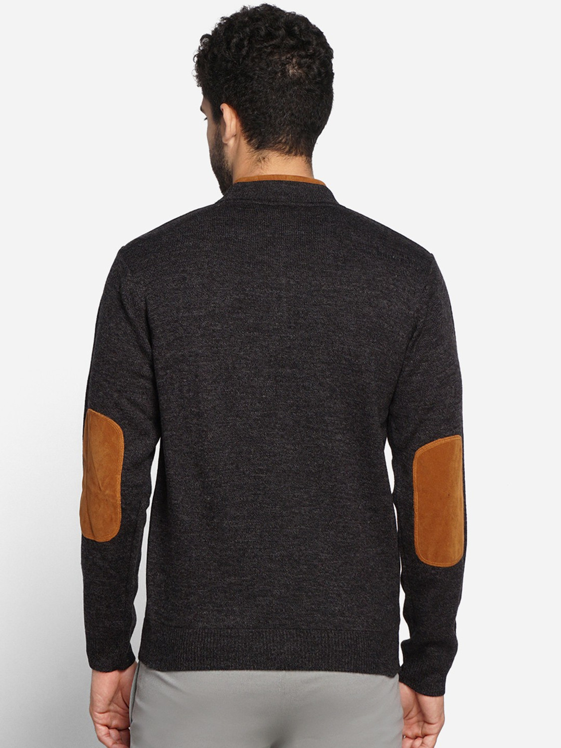 Image of Wildcraft Solid Crew Neck Casual Men Grey Sweater