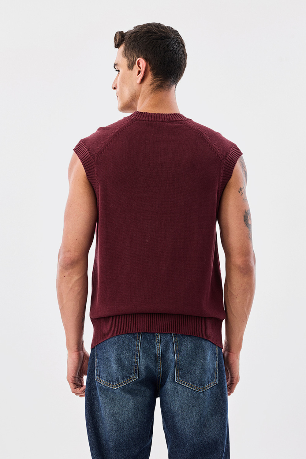 Image of Snitch Men Solid Crew Neck Maroon Sweater