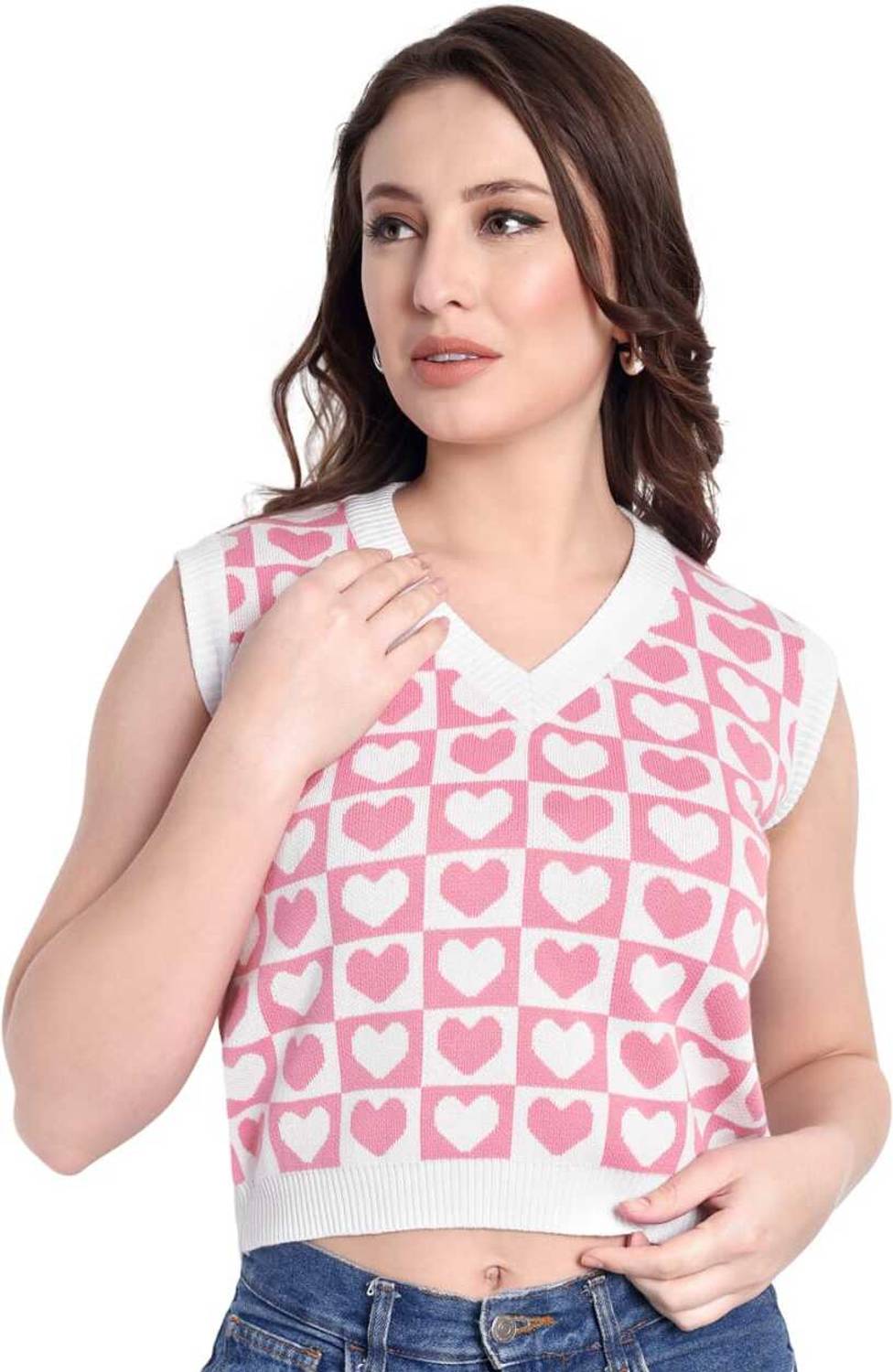 Aarnits Printed V Neck Formal Women Multicolor Sweater