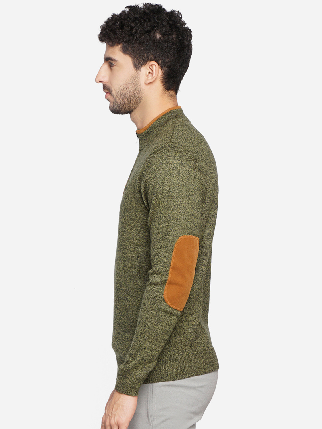 Image of Wildcraft Self Design Crew Neck Casual Men Green Sweater