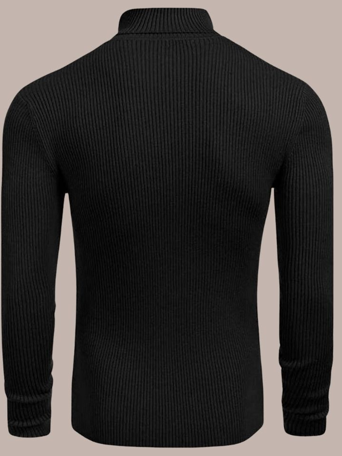 Image of PEAK MOUNT Men Solid High Neck Black Sweater