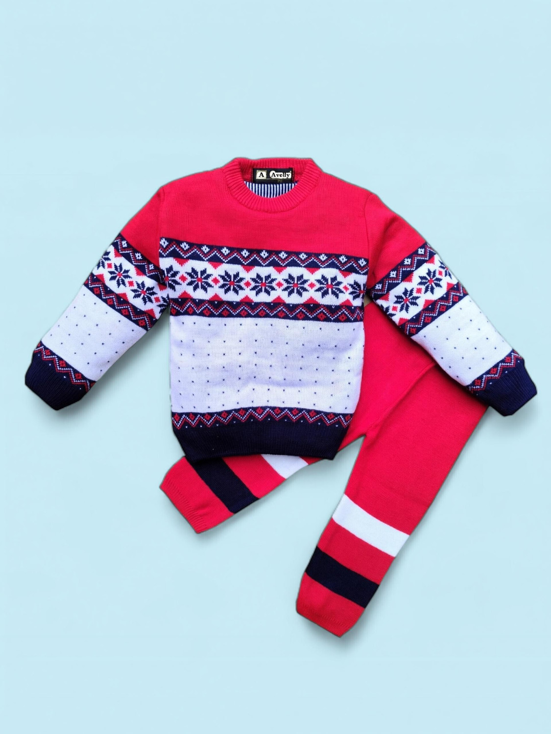 Image of Avelly Baby Boys & Baby Girls Striped Round Neck Multicolor Sweater