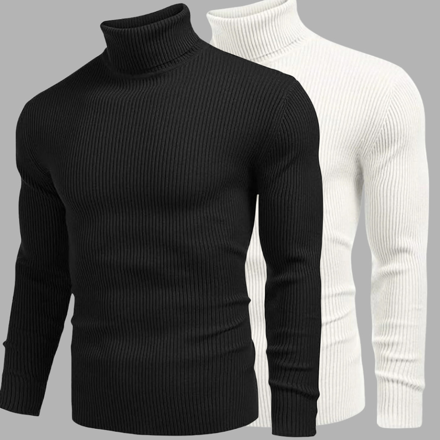 Image of JACKBUZZ Men Solid High Neck Multicolor Sweater