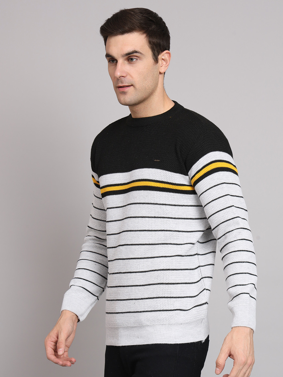 Image of eWools Striped Round Neck Casual Men Multicolor Sweater