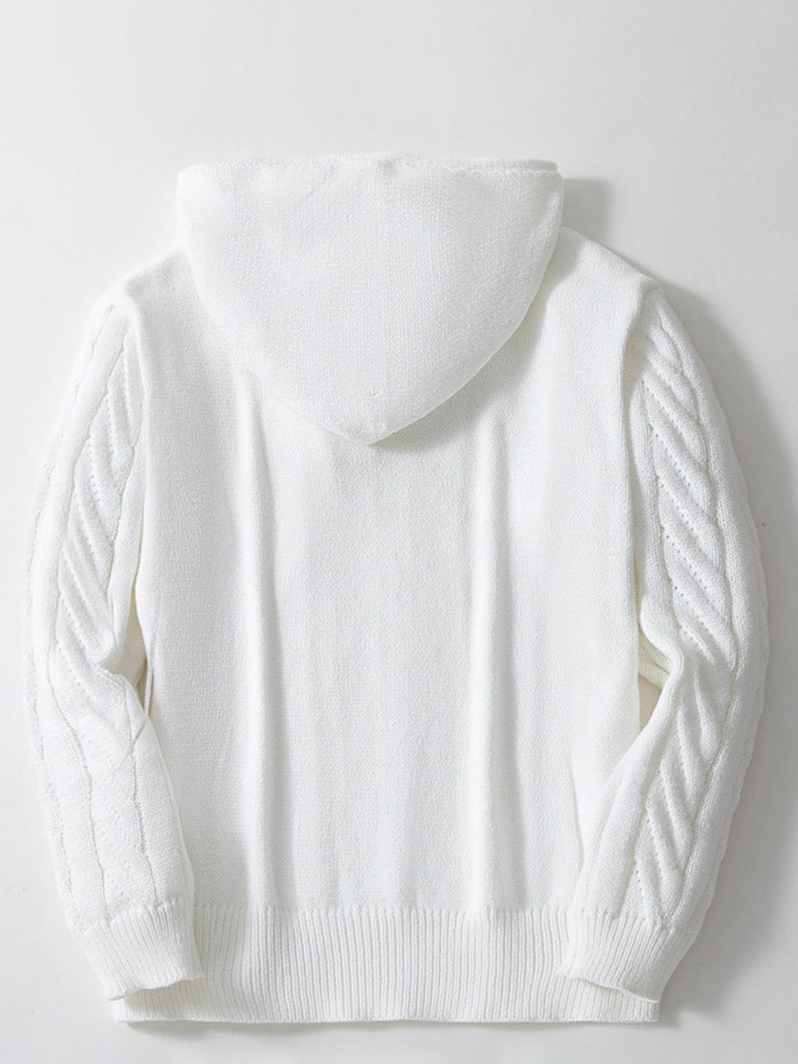 Image of Mast & Harbour Self Design Hooded Neck Casual Men White Sweater