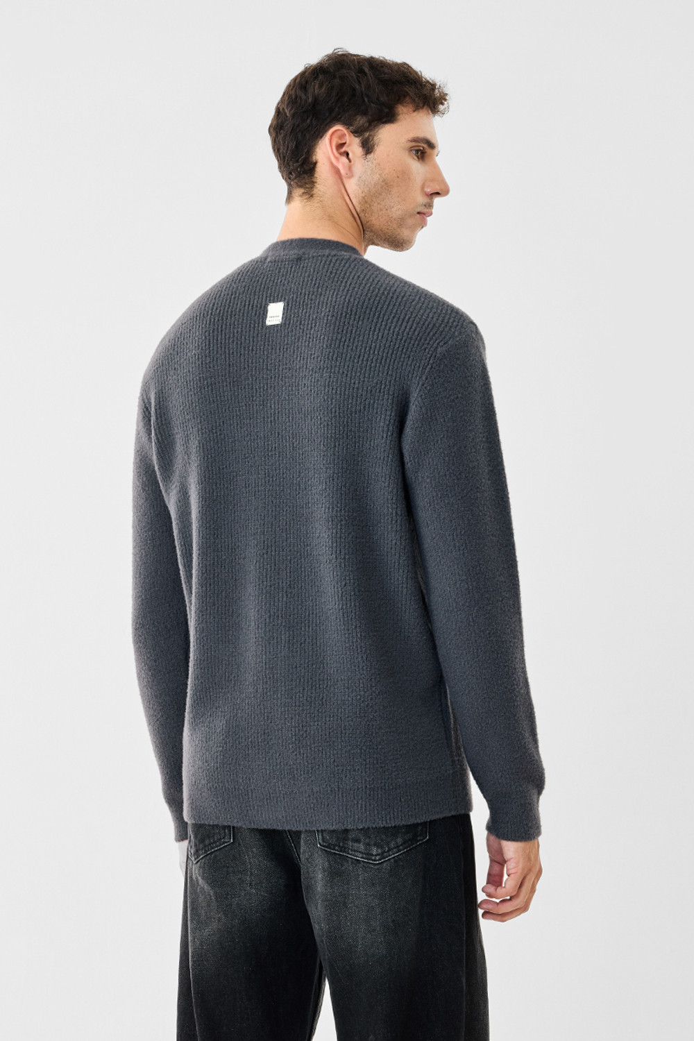 Image of Snitch Men Self Design V Neck Grey Sweater