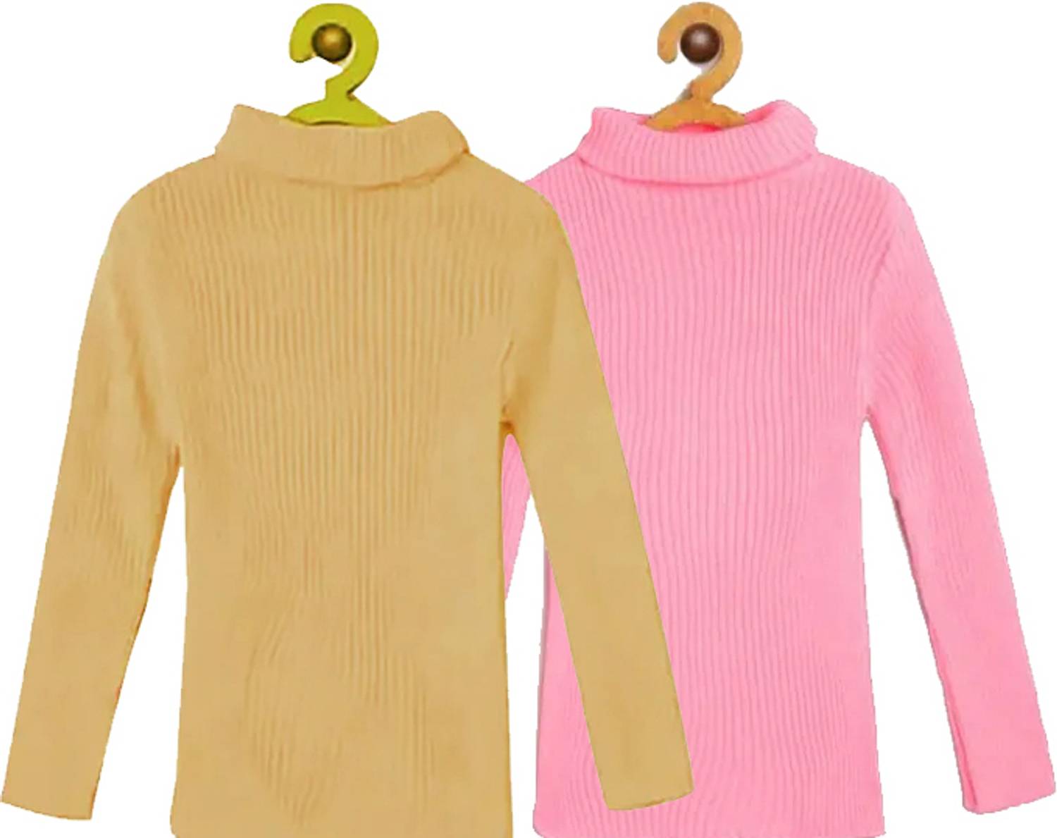 100LUCK Solid High Neck Casual Boys & Girls Beige, Pink Sweater