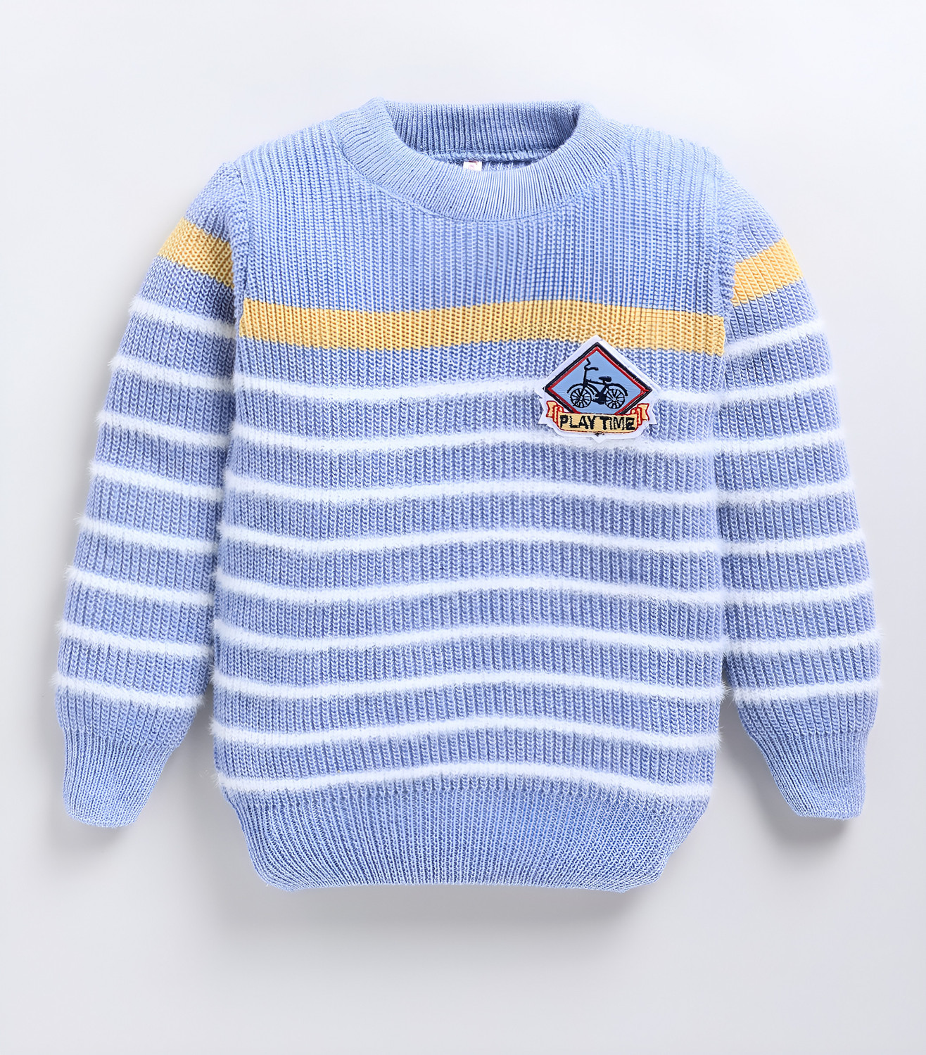 Image of TOONYPORT Woven Round Neck Casual Baby Boys & Baby Girls Blue Sweater