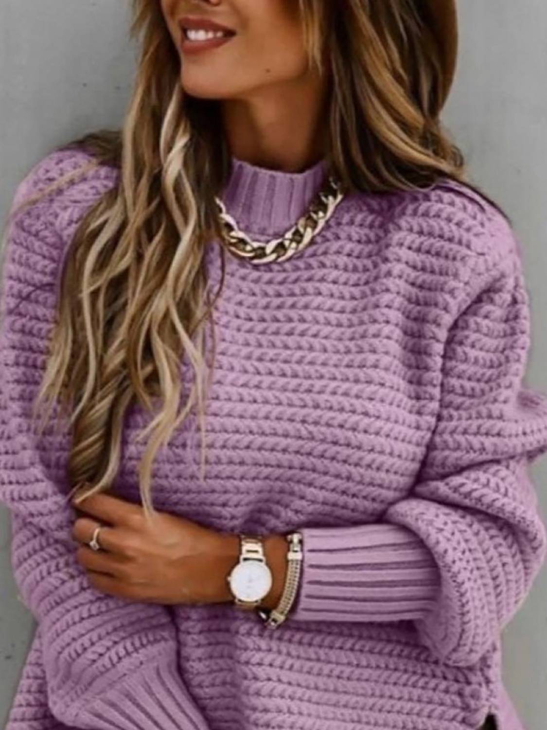 Mast & Harbour Purple High Neck Sweater - Image 2