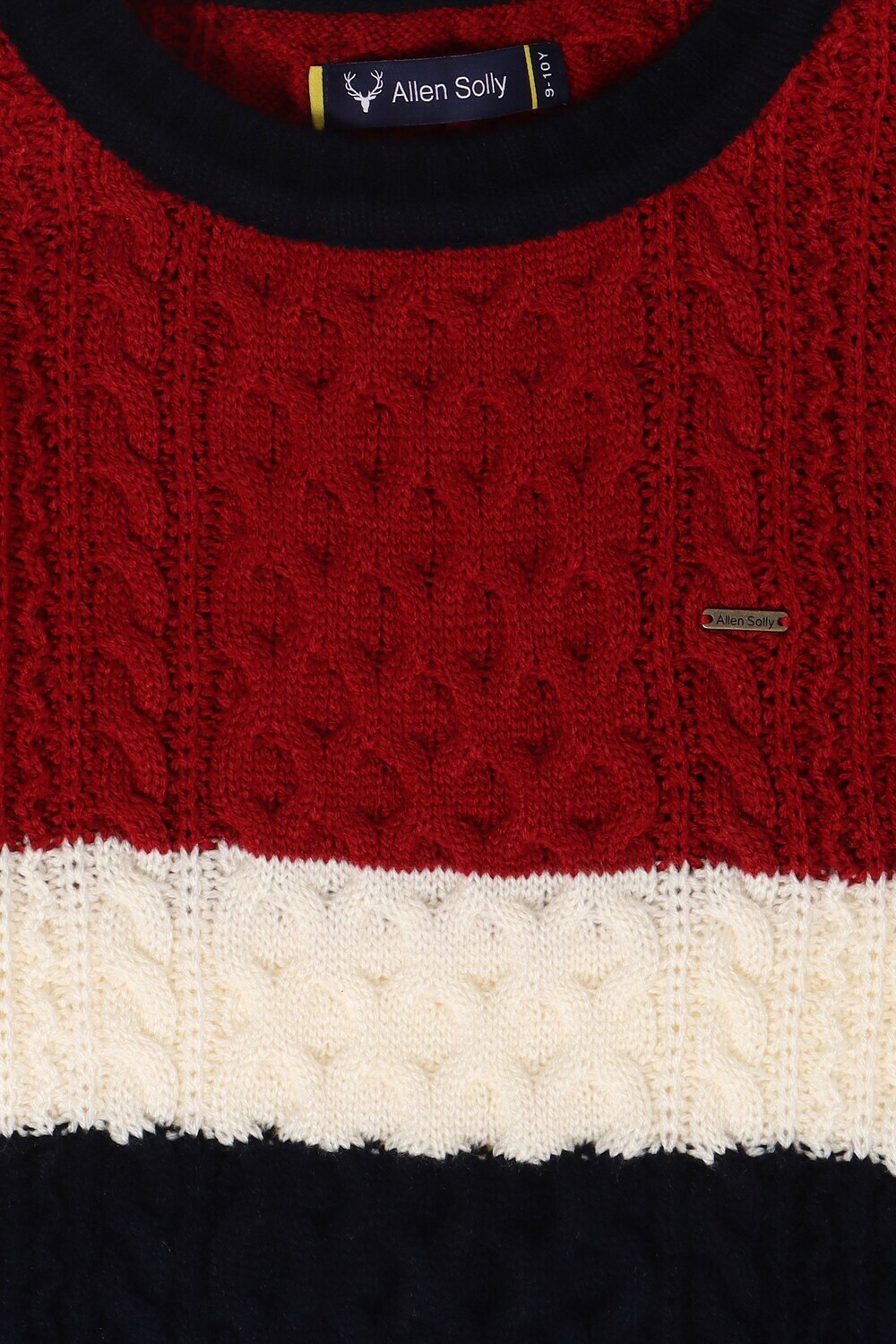 Image of Allen Solly Colorblock Crew Neck Casual Boys Black Sweater