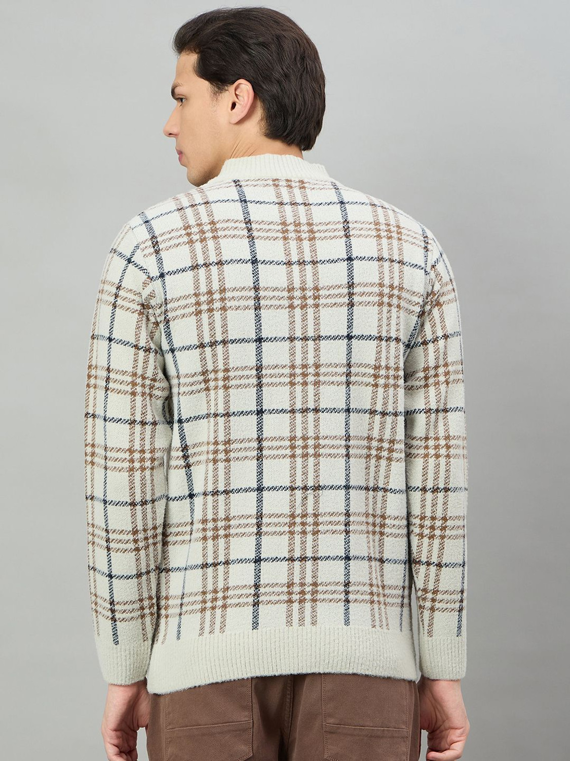 Image of DUKE Men Checkered Round Neck Multicolor Sweater