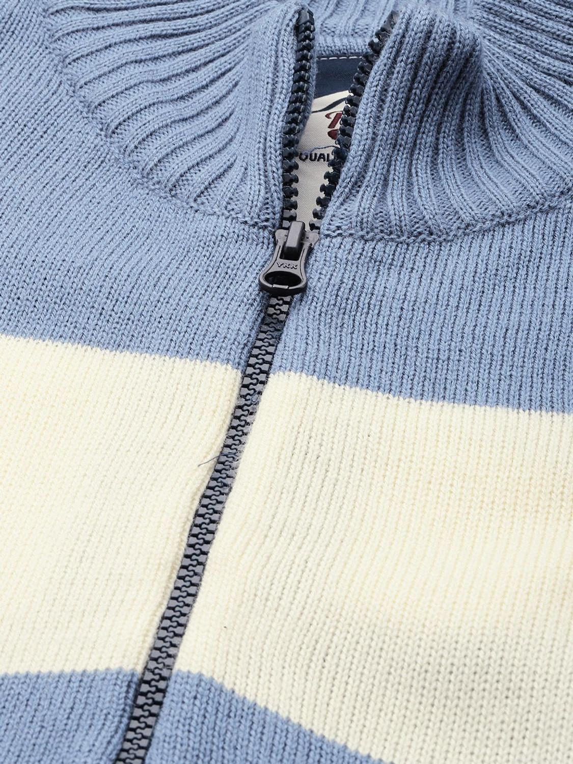 Image of Roadster Colorblock High Neck Casual Men Blue Sweater