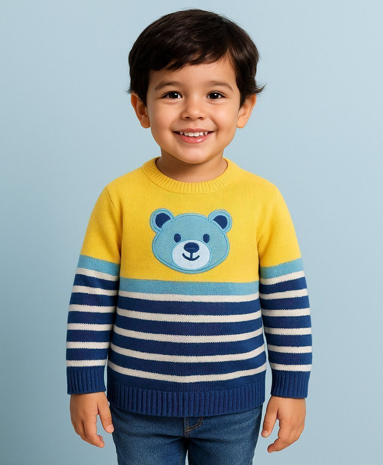 Image of Vadahee Colorblock Round Neck Casual Boys & Girls Multicolor Sweater