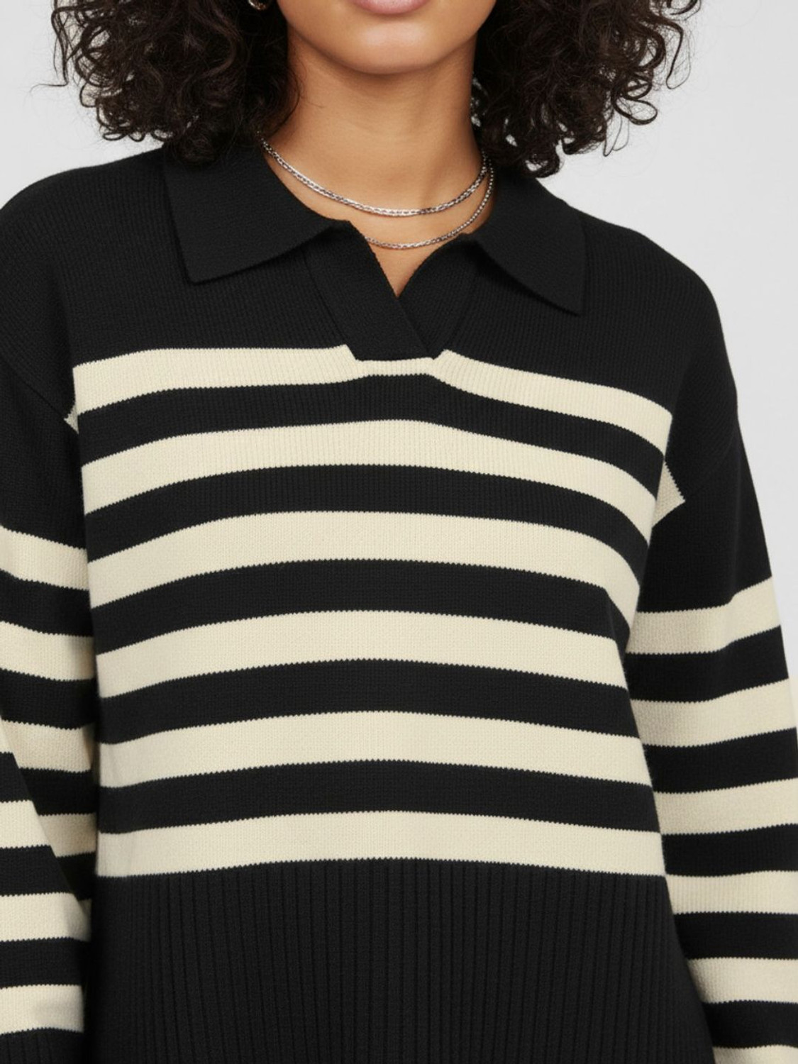 Image of Glitchez Women Colorblock Collared Neck Black Sweater