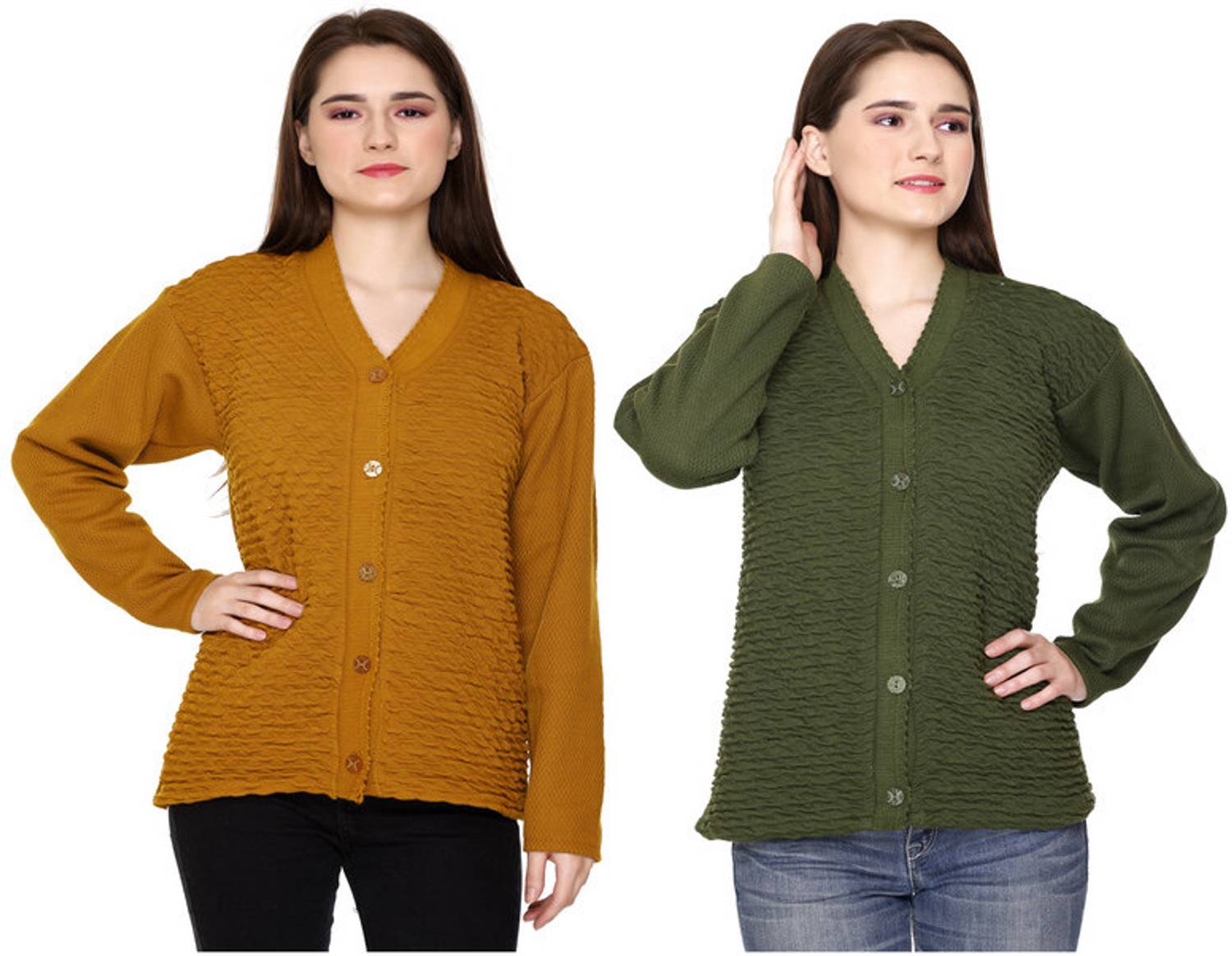 ENOV Woven V Neck Casual Women Multicolor Sweater