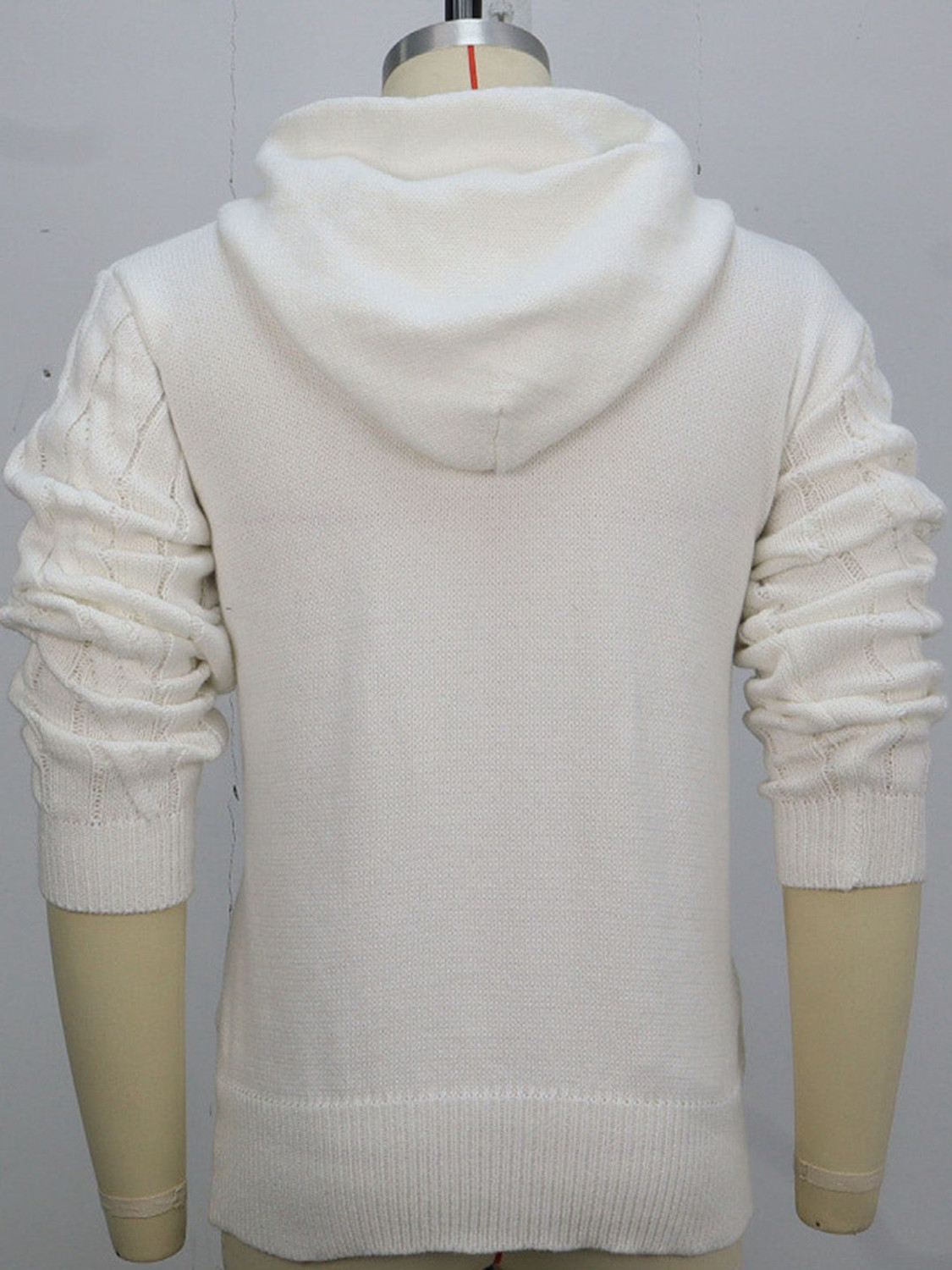 Image of Mast & Harbour Self Design Hooded Neck Casual Men White Sweater