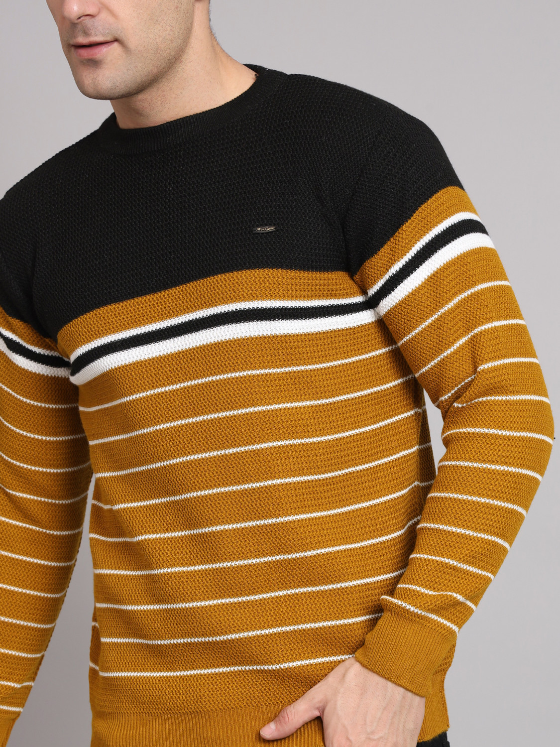 Image of eWools Striped Round Neck Casual Men Multicolor Sweater