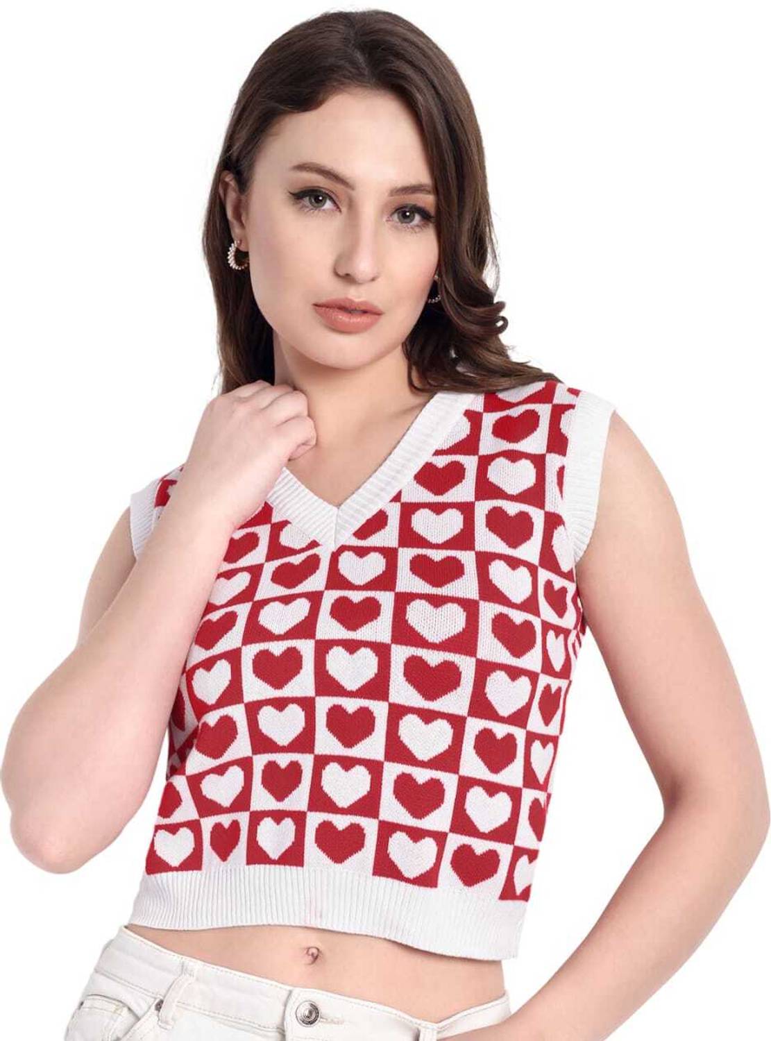 Aarnits Printed V Neck Formal Women Multicolor Sweater