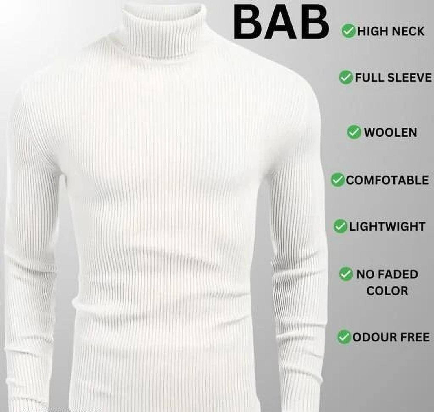 Image of sarah Enterprises Solid Turtle Neck Casual Men White Sweater