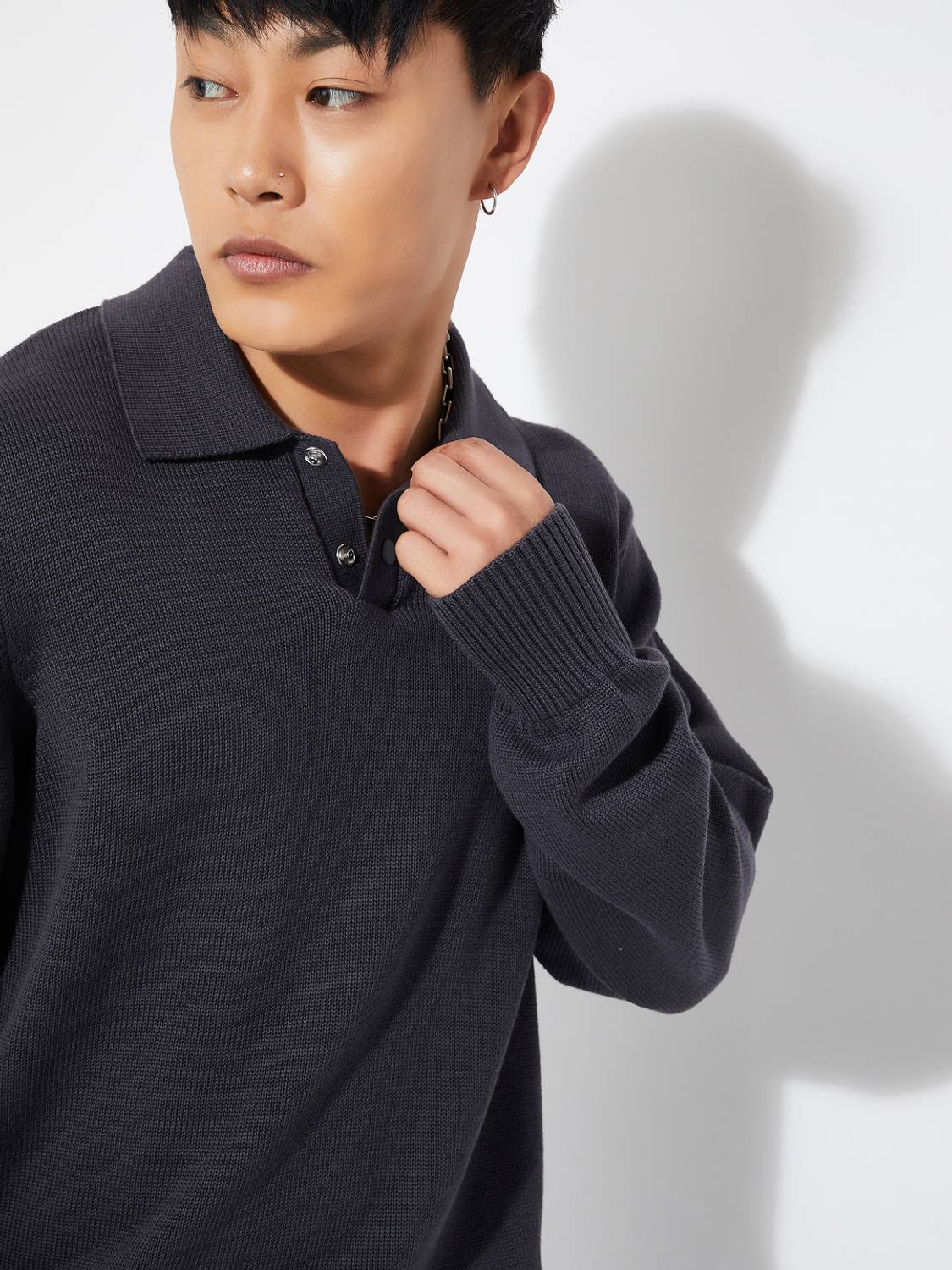 MAX Men Grey Self Design Round Neck Sweater - Image 4