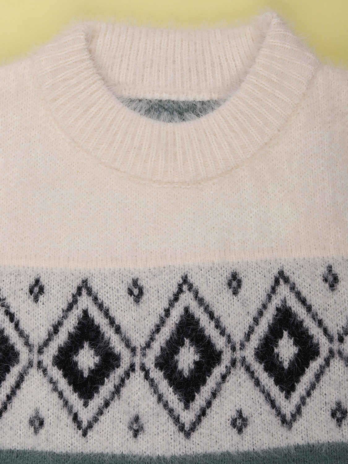 Image of V-MART Boys Printed Round Neck Green Sweater