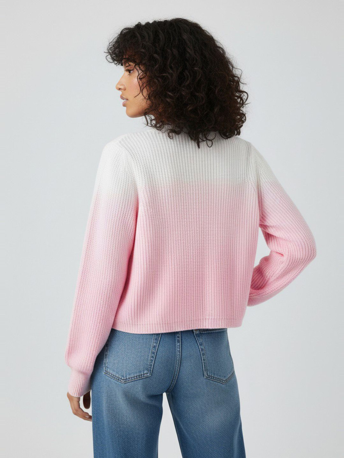 Image of Glitchez Self Design V Neck Casual Women White, Pink Sweater