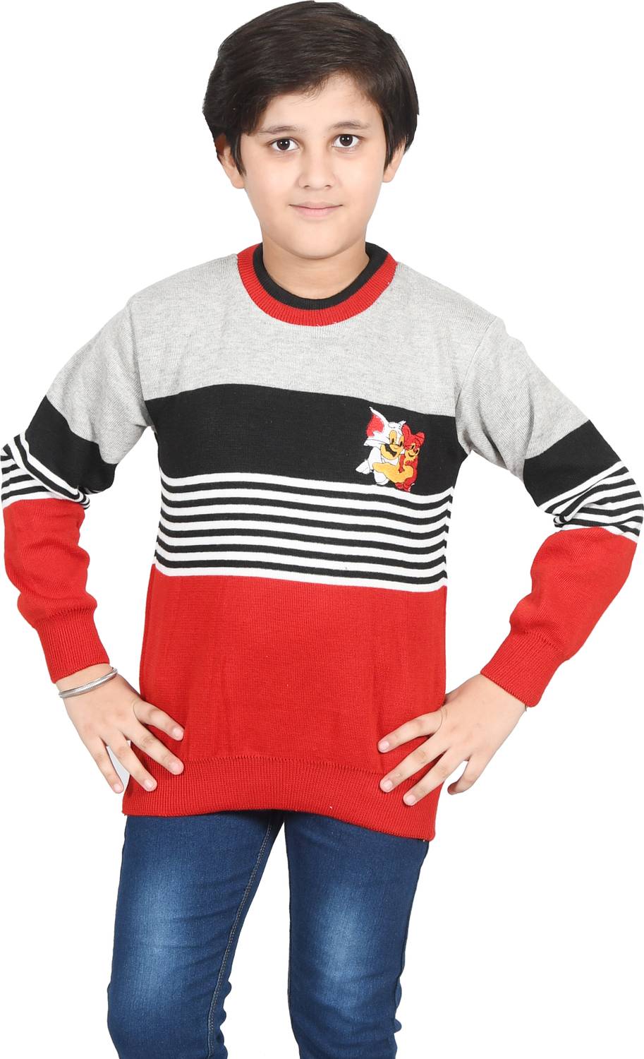 Blushh Collection Striped Round Neck Casual Boys Multicolor Sweater
