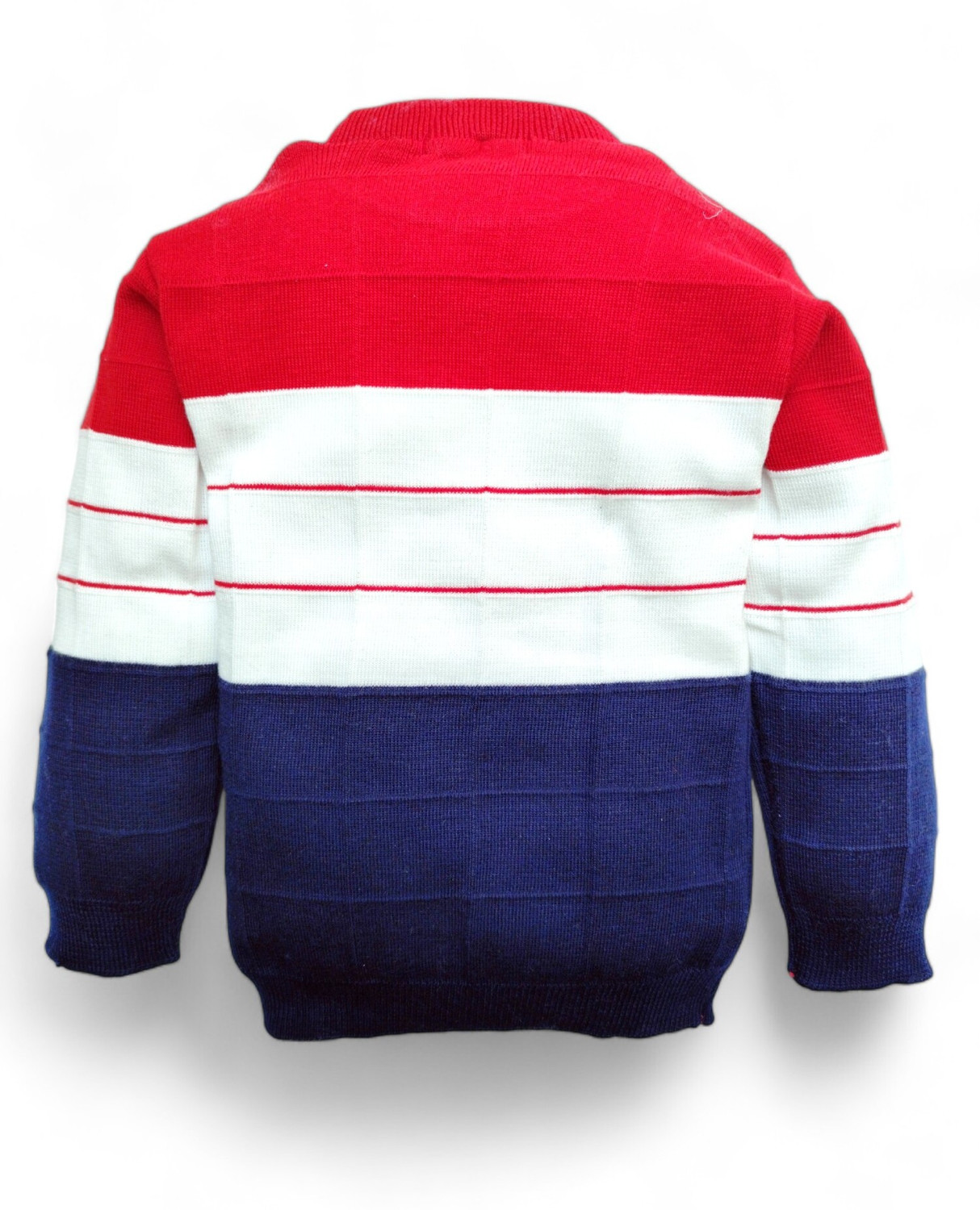 Image of Avelly Striped Round Neck Casual Boys Red Sweater