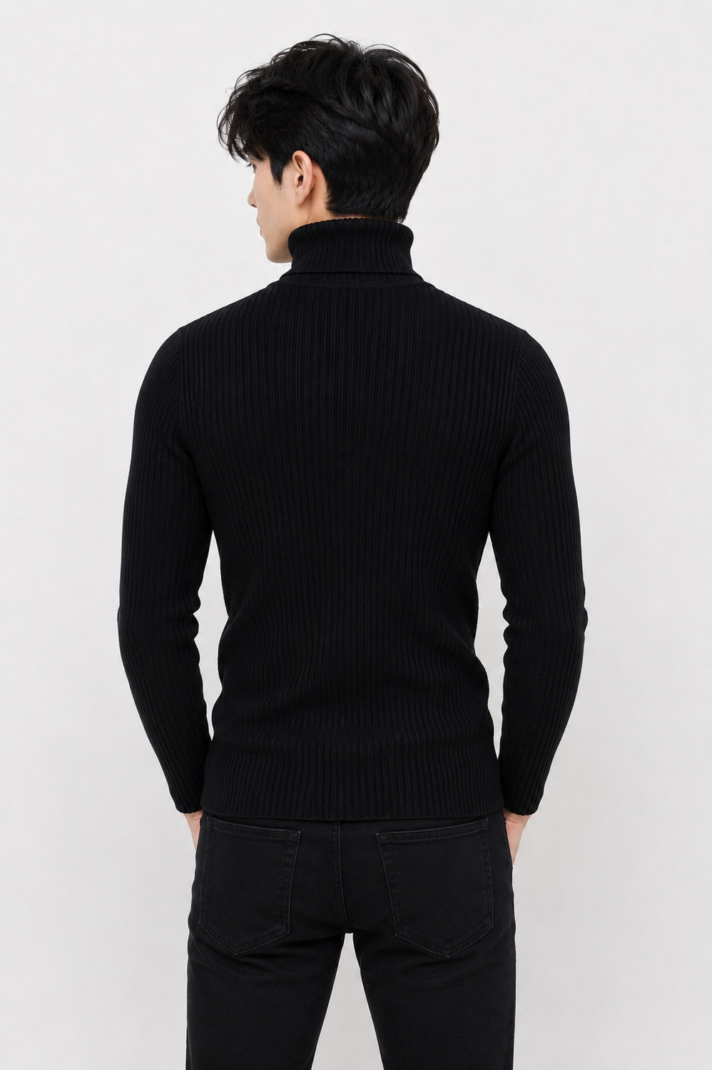Image of Alltribe Men Self Design High Neck Black Sweater