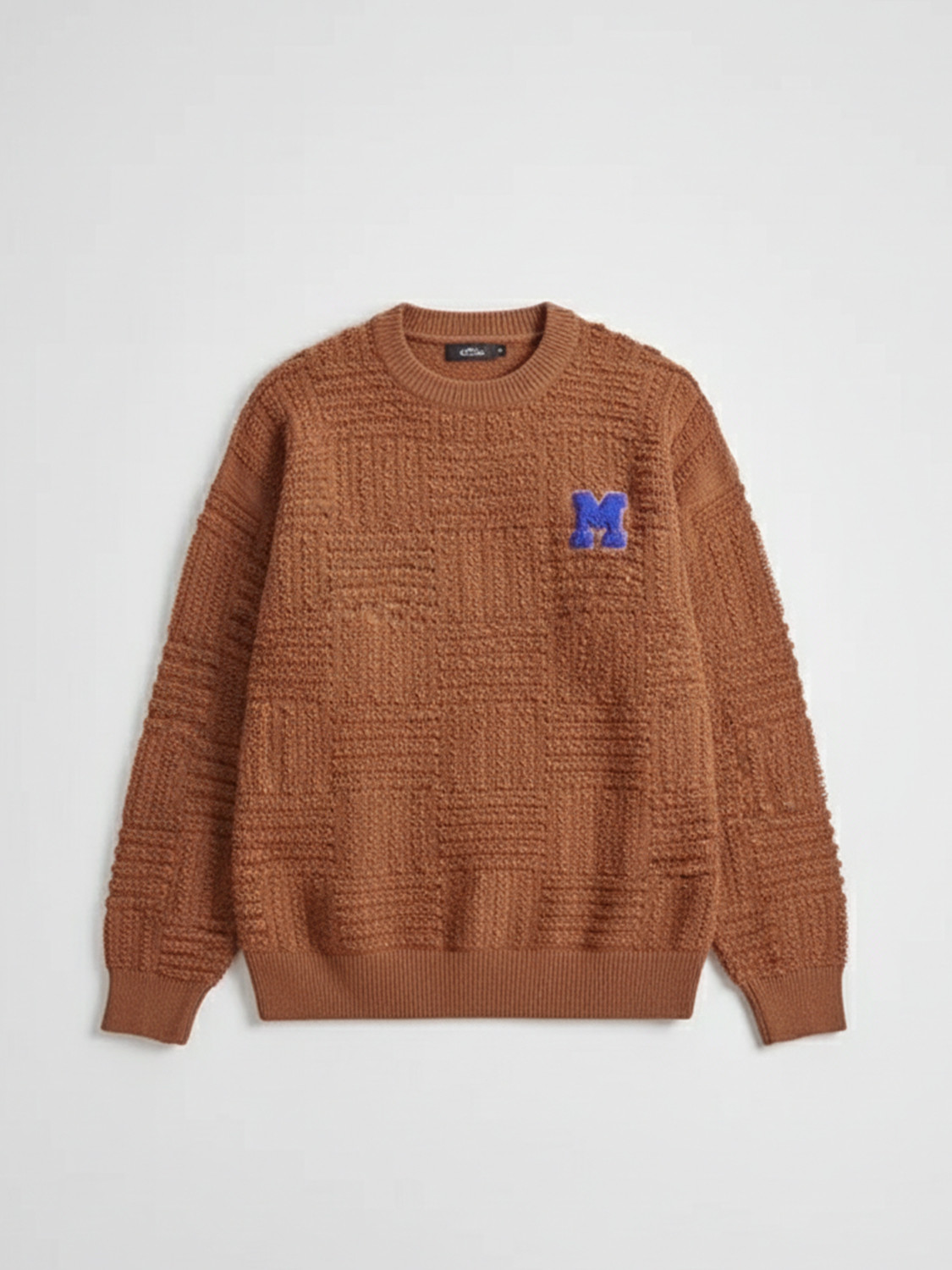 Image of HIGHLANDER Self Design Round Neck Casual Men Beige Sweater