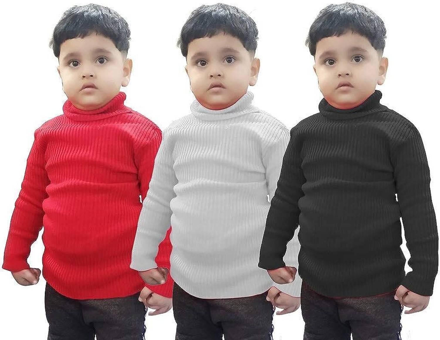 AK Fashion Solid High Neck Casual Baby Boys Multicolor Sweater