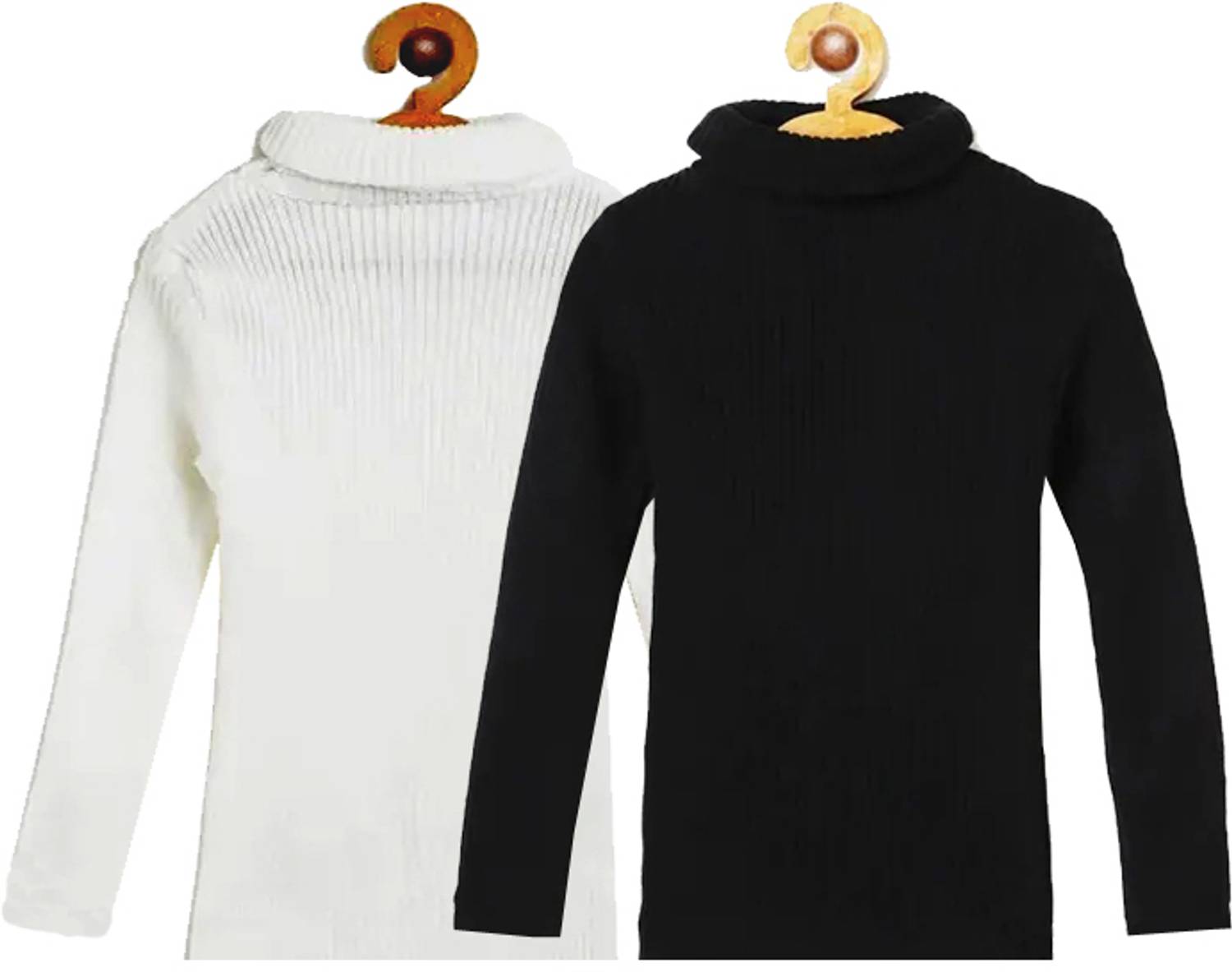 100LUCK Solid High Neck Casual Boys & Girls Black, White Sweater