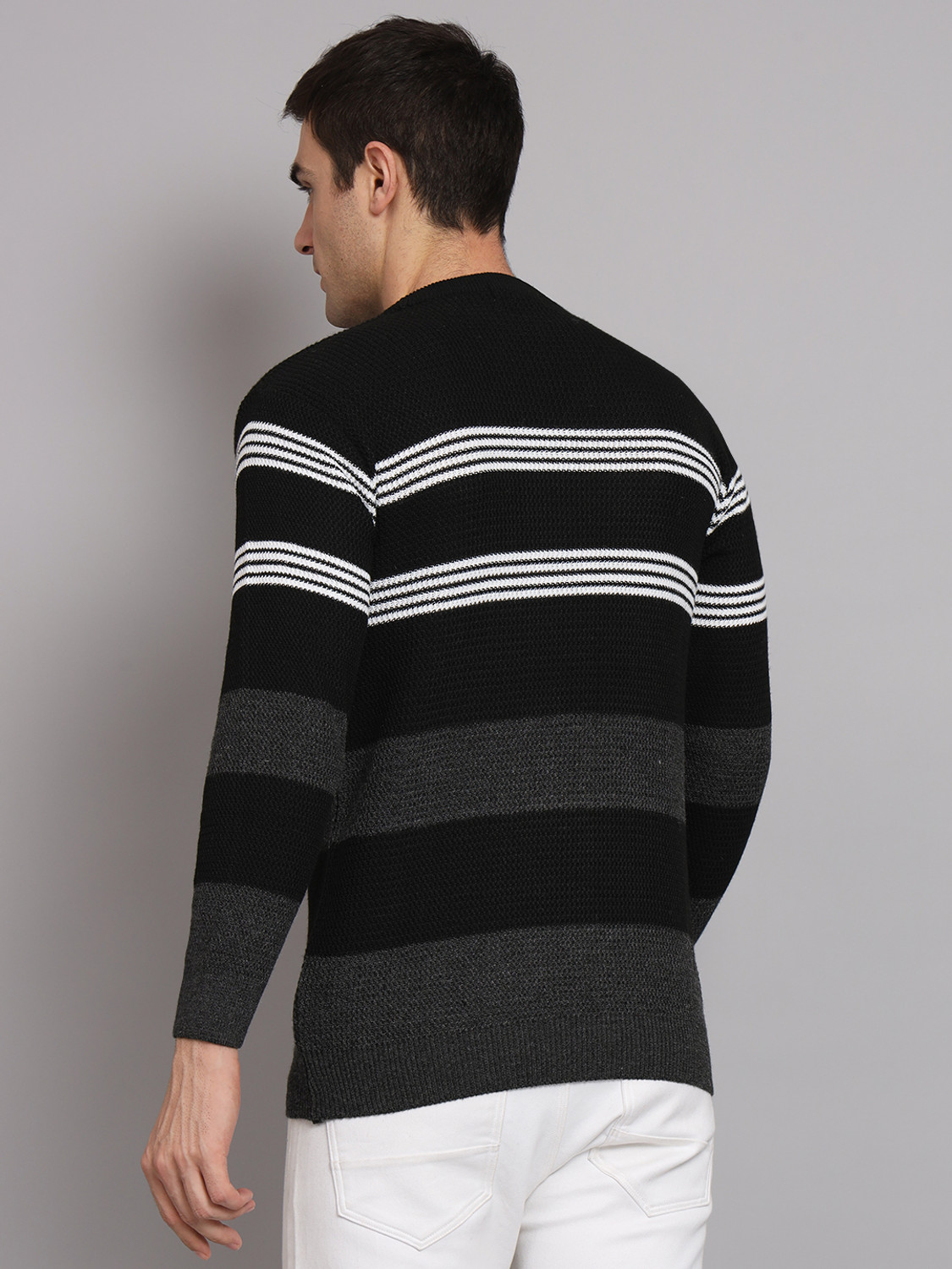 Image of eWools Striped, Colorblock Round Neck Casual Men Multicolor Sweater