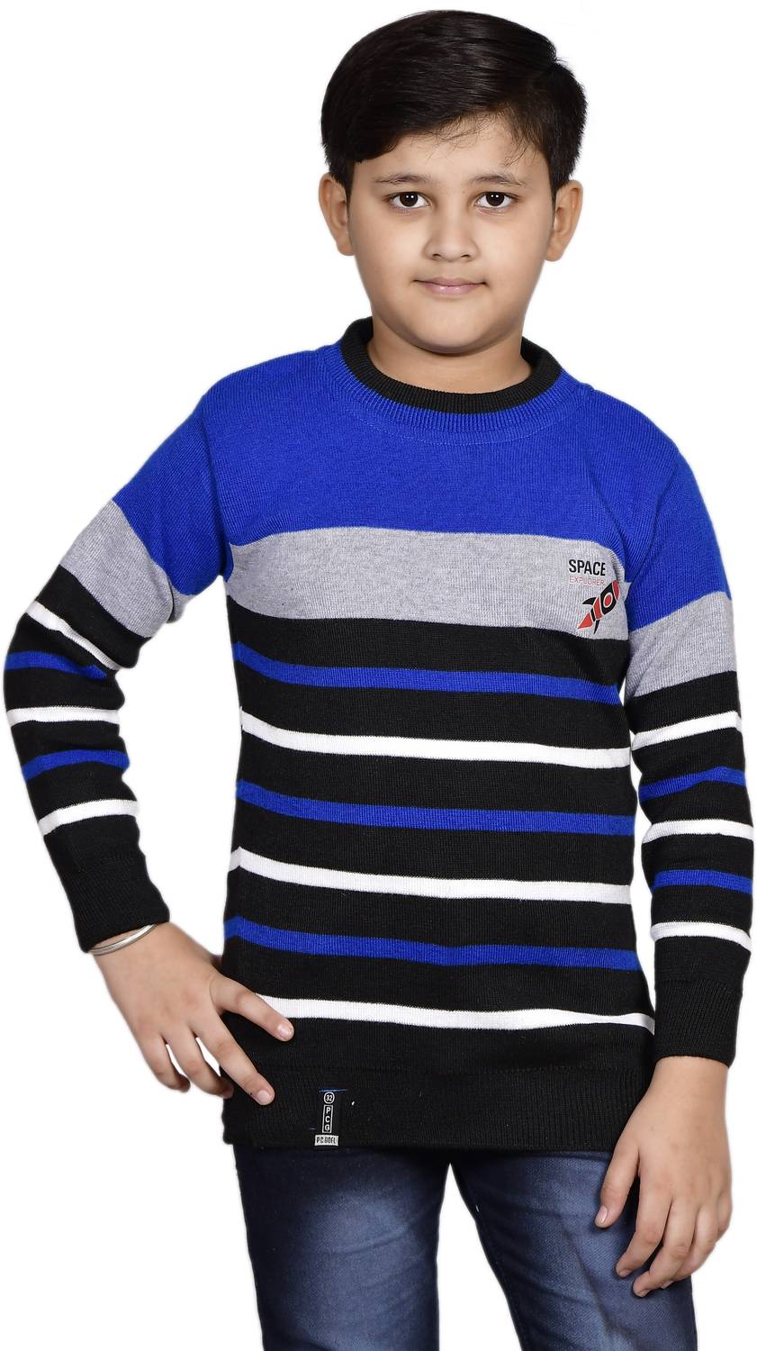 DIVYAM COLLECTION Woven Round Neck Casual Boys Multicolor Sweater