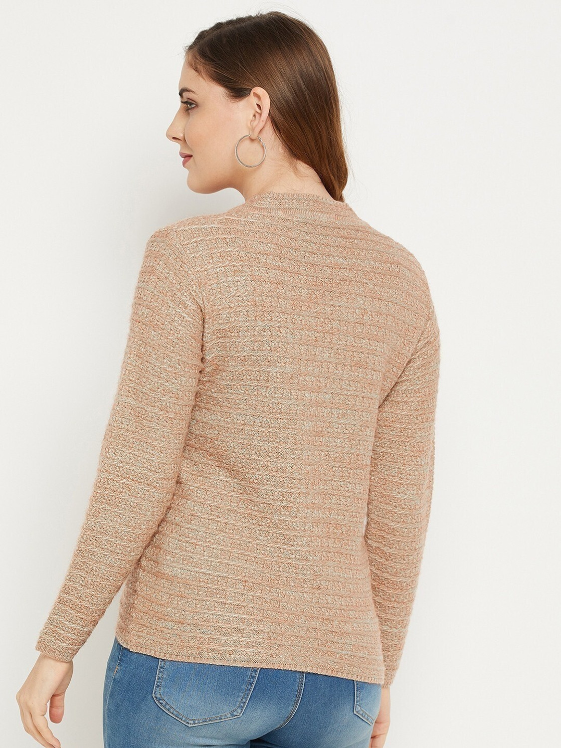 Image of Zigo Self Design V Neck Casual Women Purple Sweater