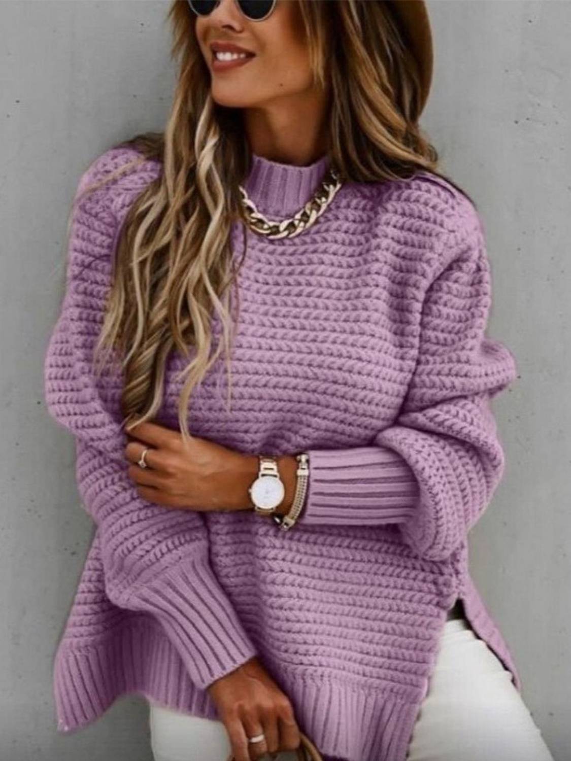 Mast & Harbour Purple High Neck Sweater - Image 1