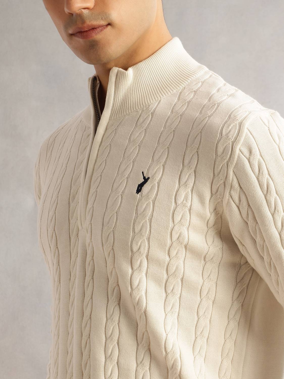 Thomas Scott Mandarin Neck White Sweater - Image 4