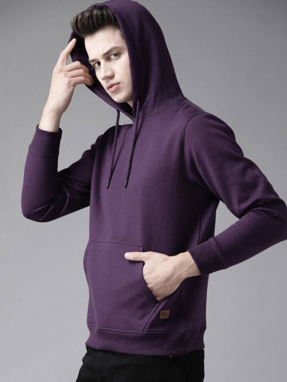 Roadster Purple Hooded Neck Sweater - Image 3