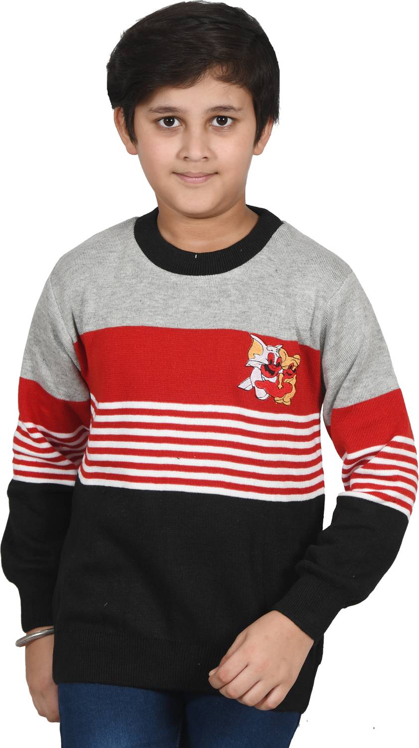 Blushh Collection Striped Round Neck Casual Boys Multicolor Sweater