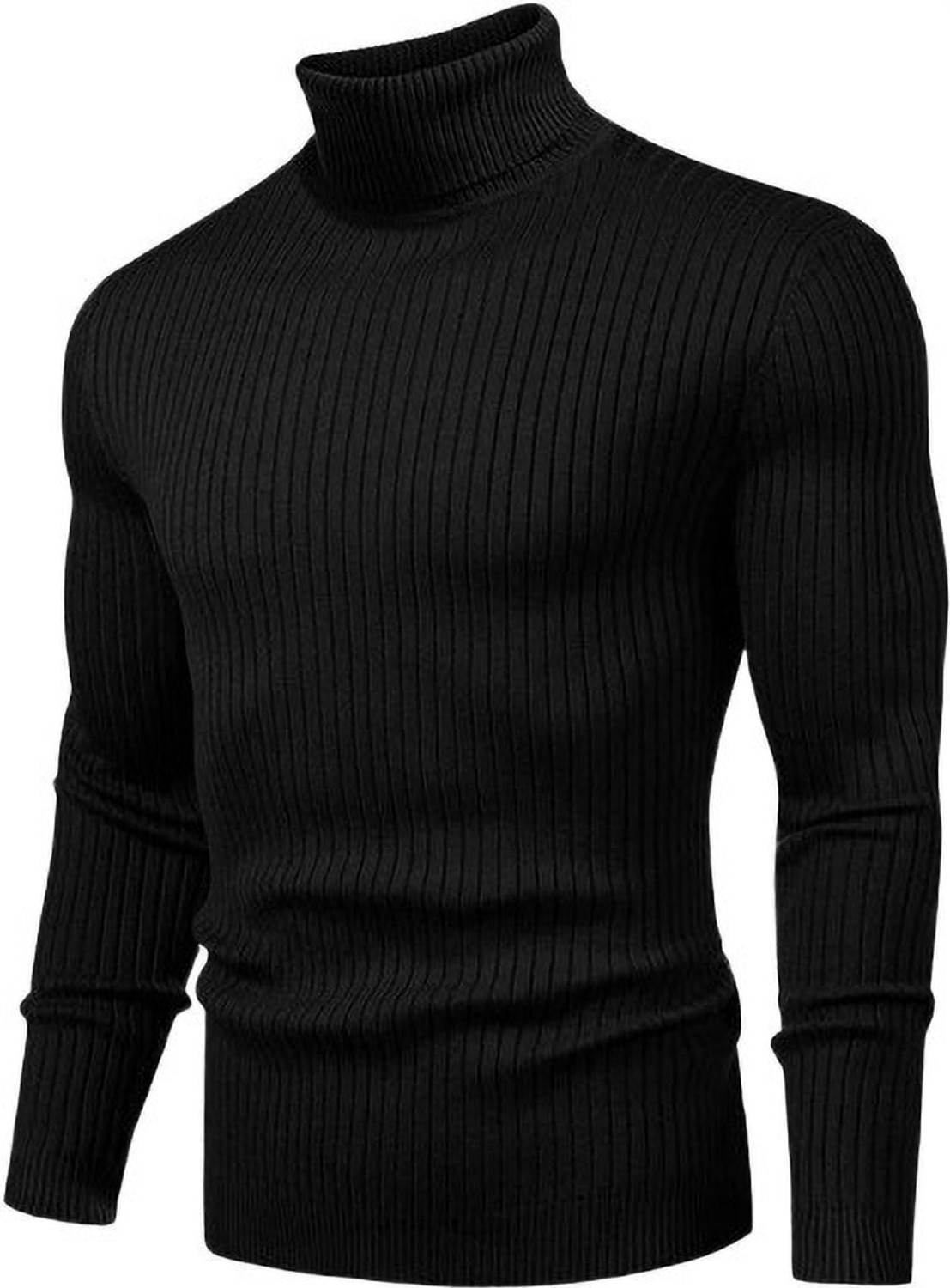 Image of Jalapeno Solid High Neck Casual Men Black, White Sweater