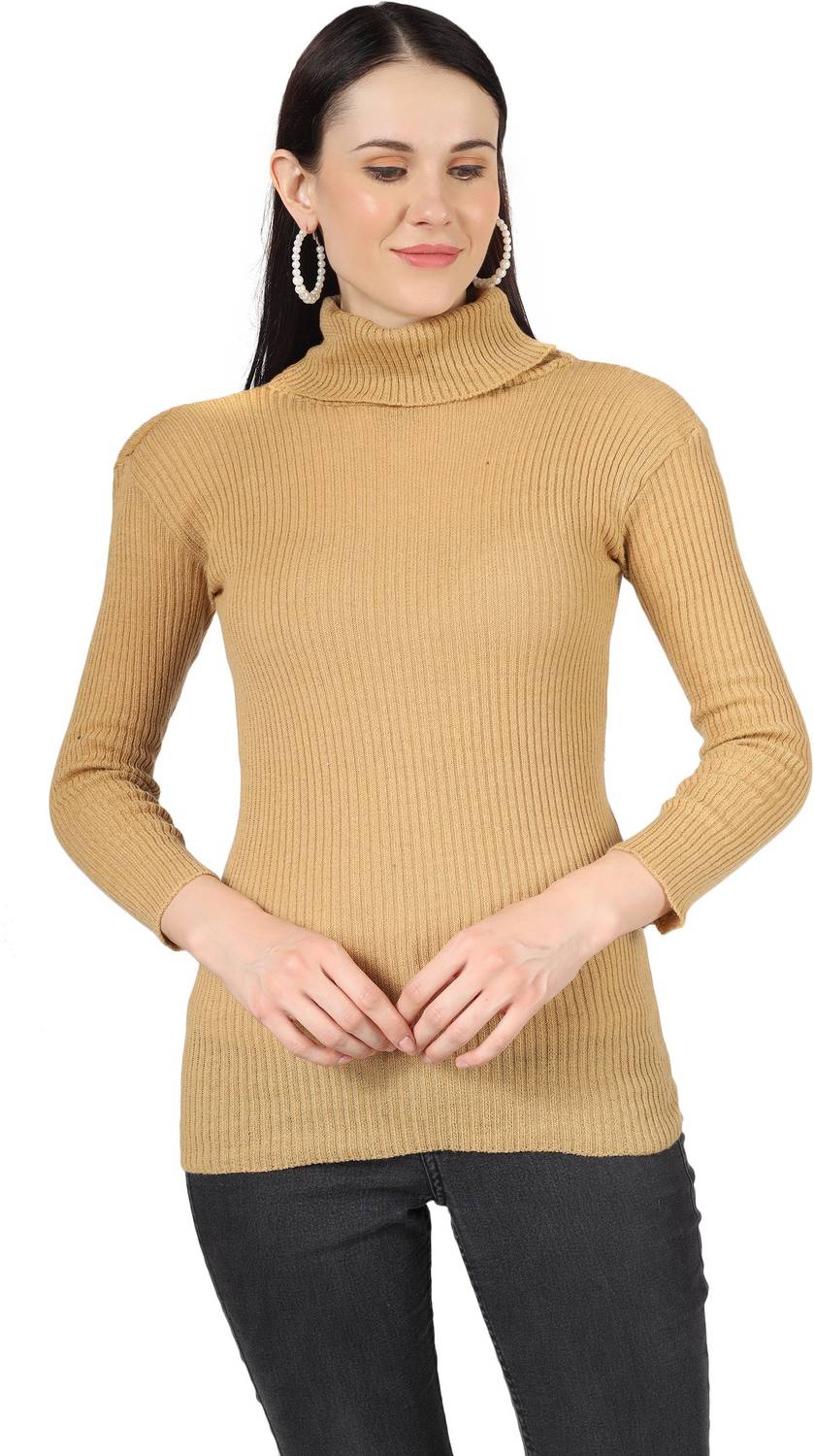 Blushh Collection Woven High Neck Casual Women Multicolor Sweater