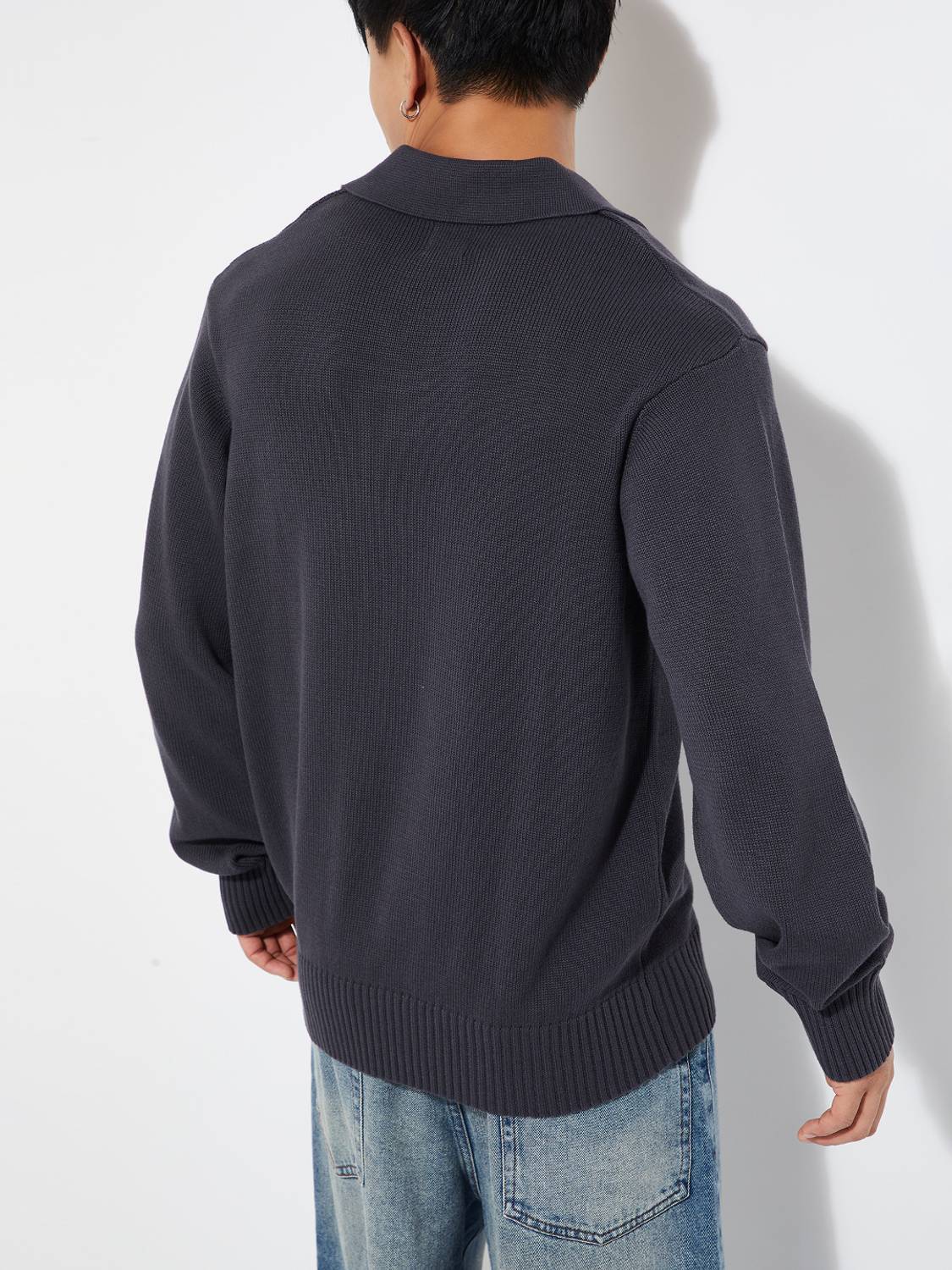 MAX Men Grey Self Design Round Neck Sweater - Image 3