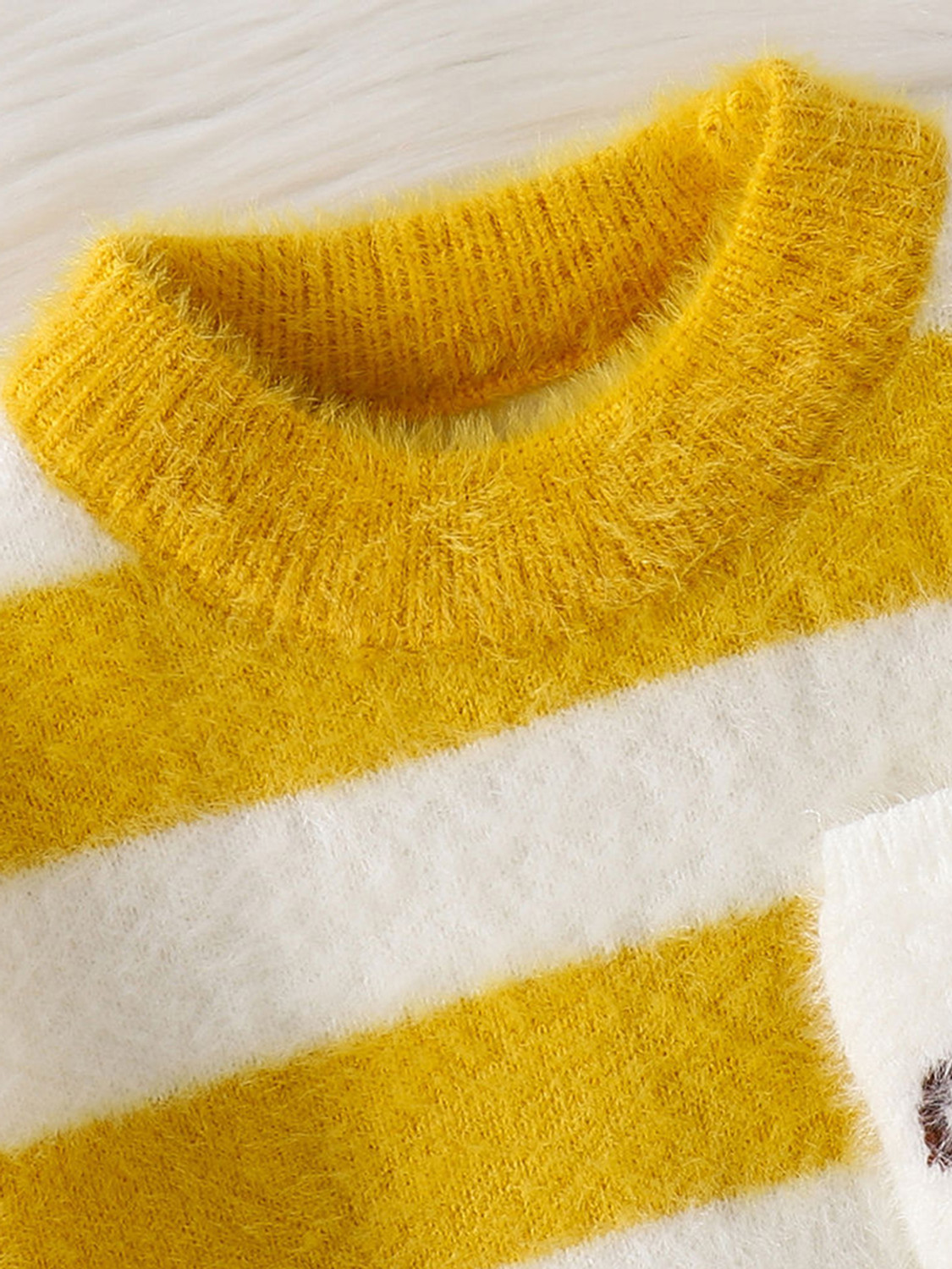 Image of Hopscotch Striped High Neck Casual Boys Yellow Sweater