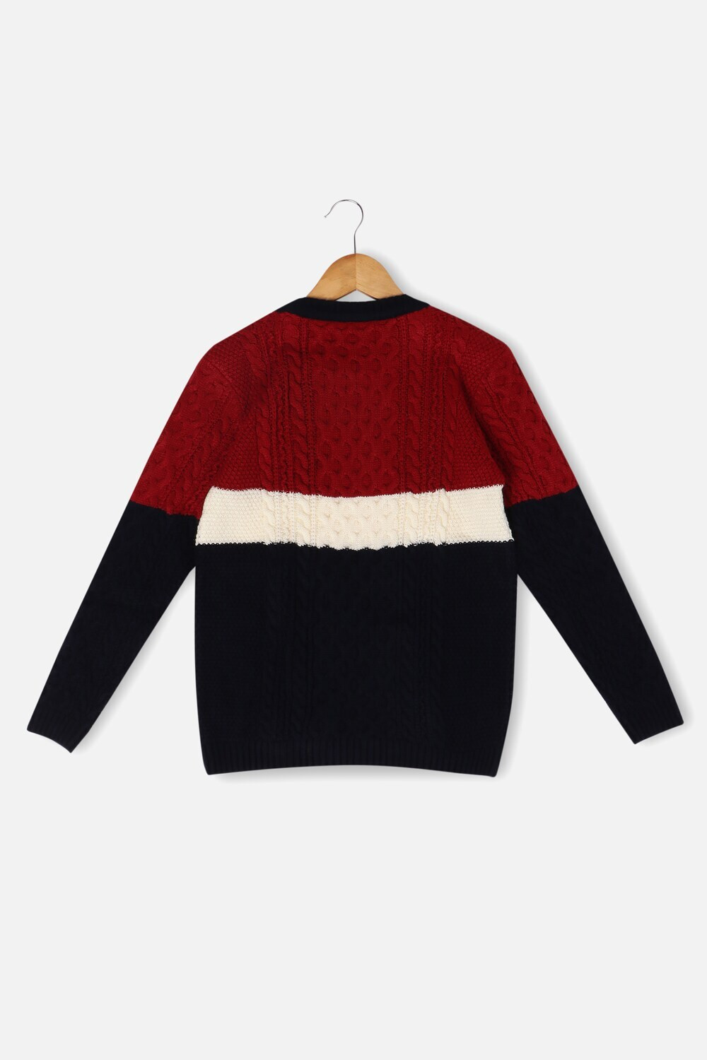 Image of Allen Solly Colorblock Crew Neck Casual Boys Black Sweater