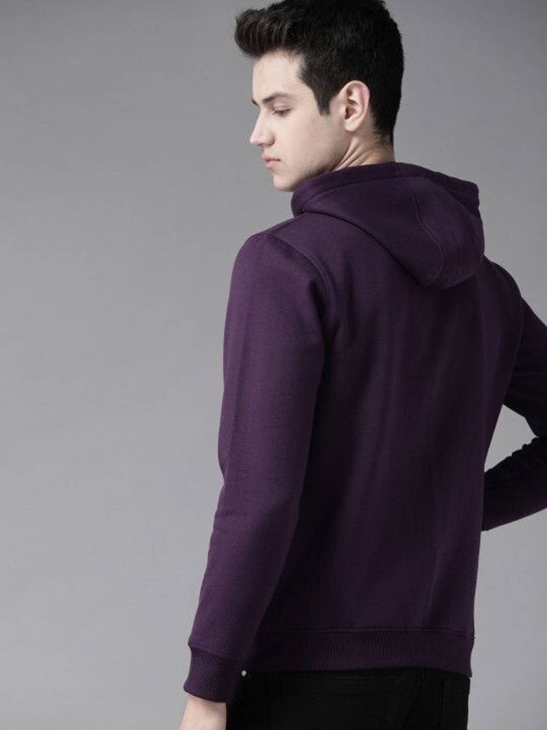 Roadster Purple Hooded Neck Sweater - Image 2