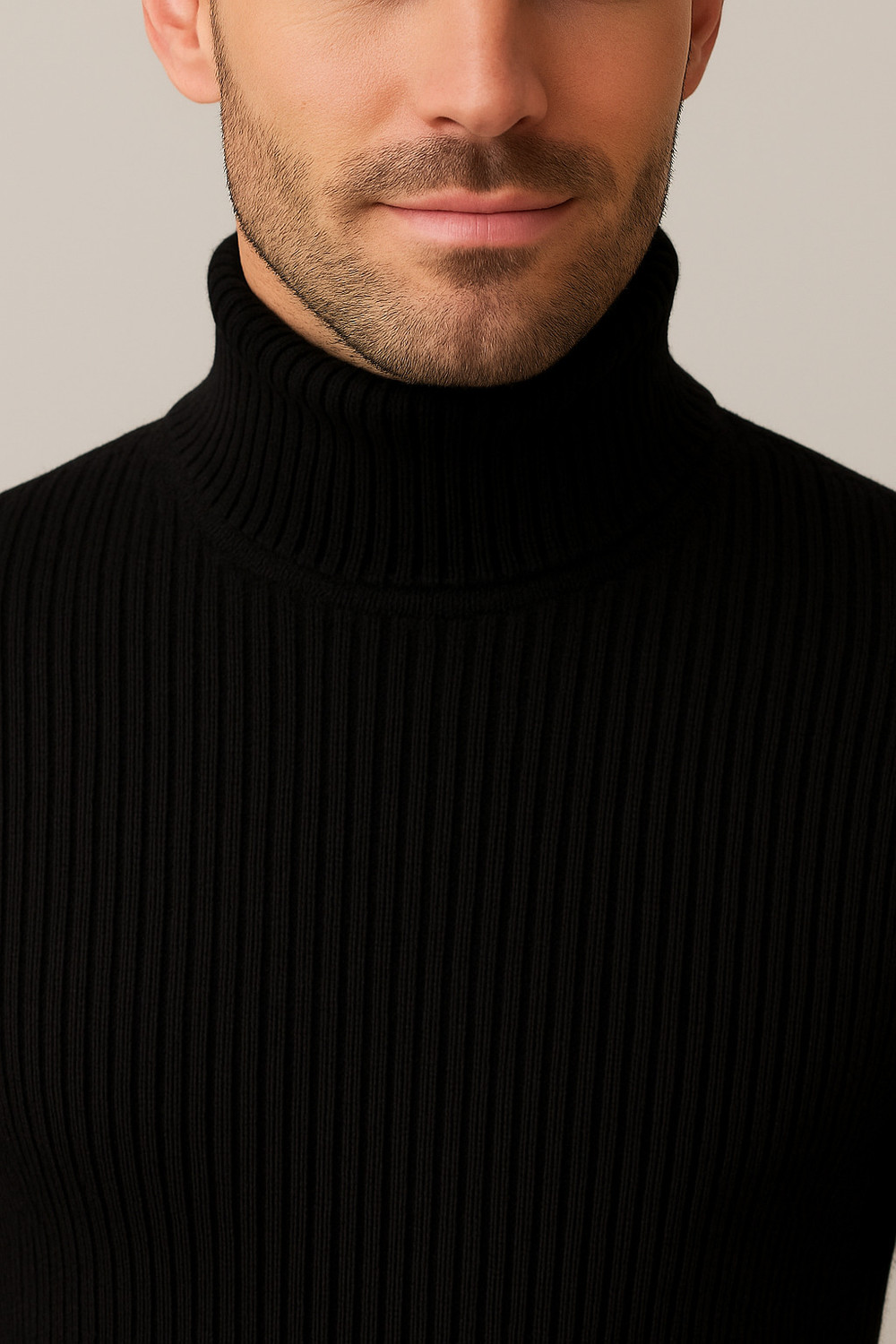 Image of NEO10 Solid Turtle Neck Formal Men Black Sweater