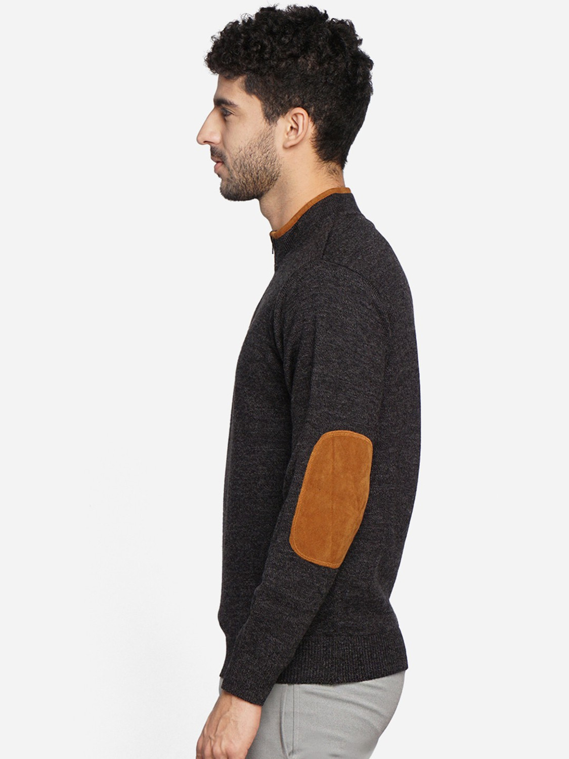 Image of Wildcraft Solid Crew Neck Casual Men Grey Sweater